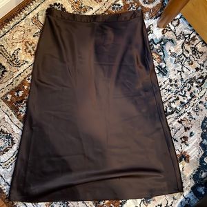 Brown Satin Midi Skirt